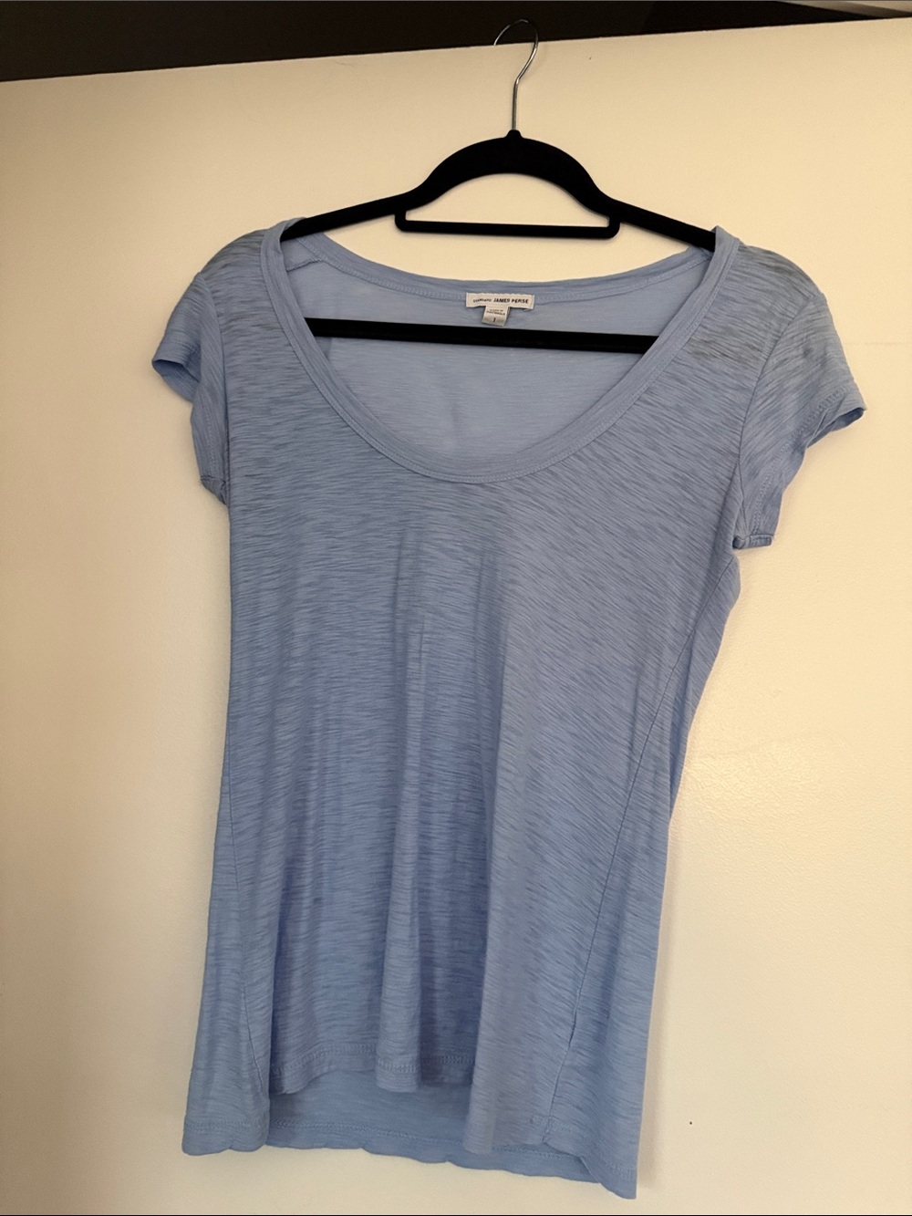 James Perse Light Blue Scoop Neck Short Sleeve Tee